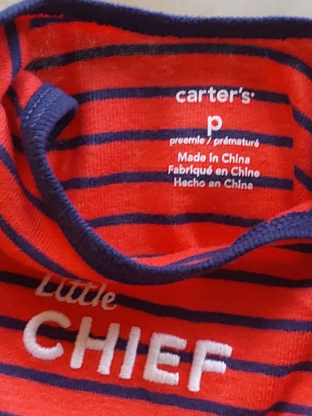 Carter’s Preemie 2 pc Red/Navy Blue W/patch decorations